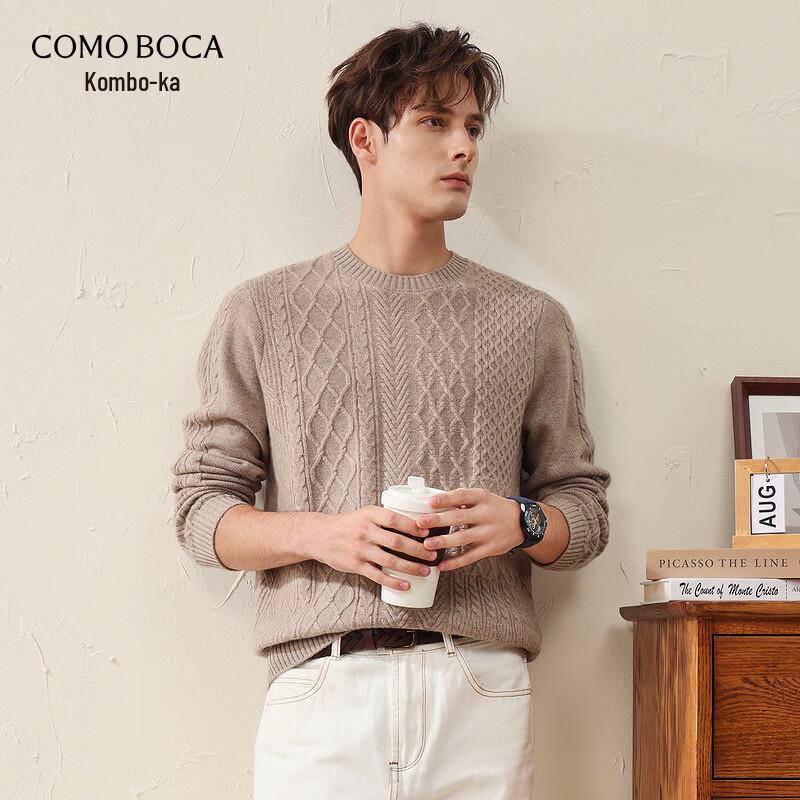 Komon Boca Herren Dick Warm Rundhals Zopfmuster Wollpullover