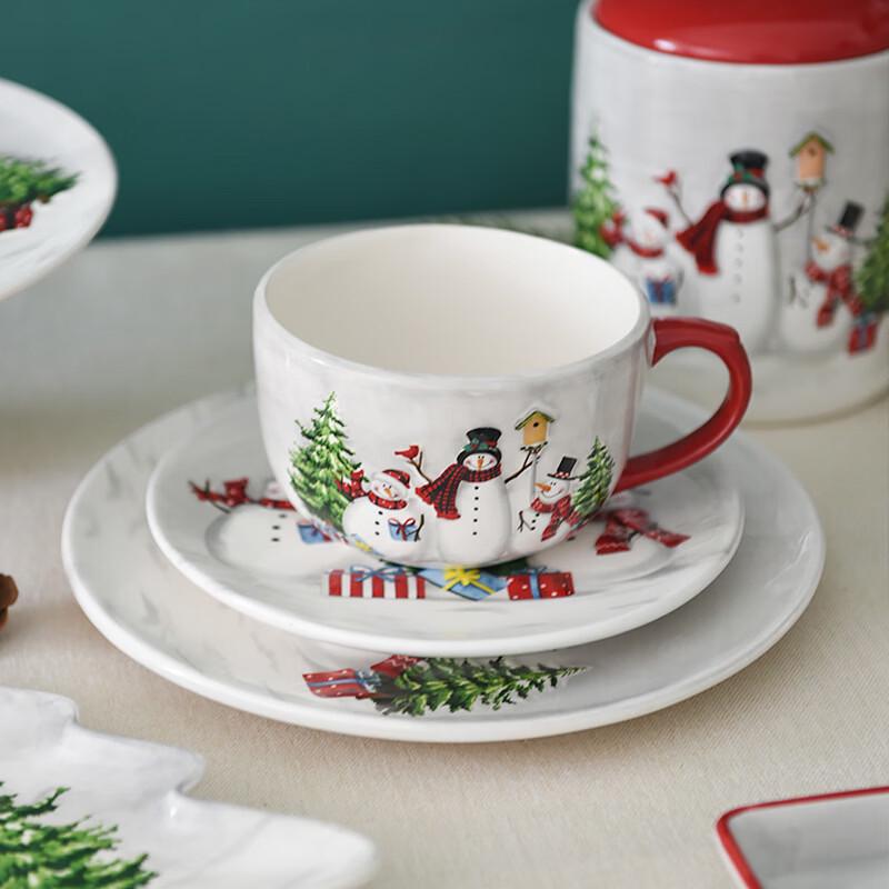Ru Han Hand-Painted Christmas Bone China Teapot