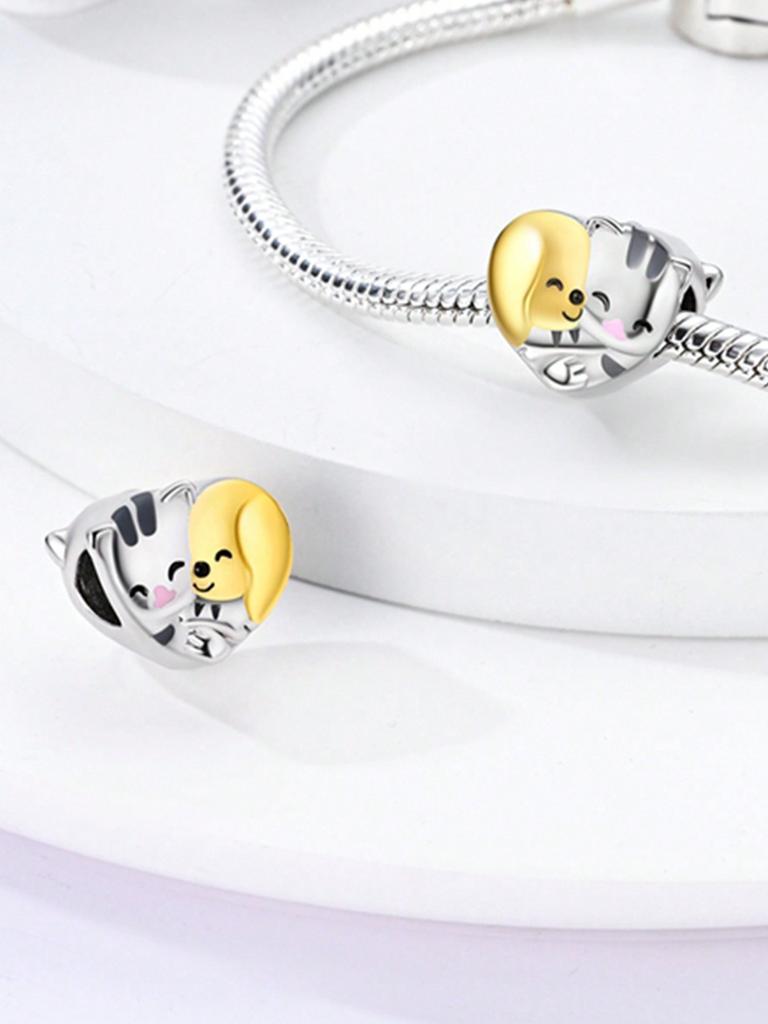 Charms Plata Kittens And Puppies Beads Charm Copper Plated Fit Charms Copperoriginal Bracelet For Jewelry Making Diy Charm