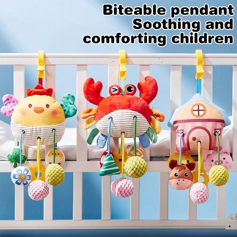 Cama de Bebé Colgante Cordón Juguete de Alegría Sonajeros para Bebé Recién Nacido Juguetes de Cuerda para Tirar Juguetes de Animales de Dibujos Animados Juguete Educativo Montessori para Bebé