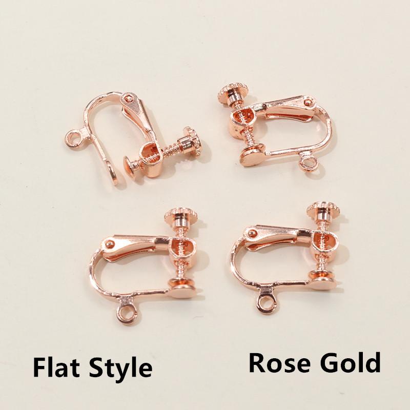 10 Stück 15x13mm Messing-Schraubohrclip-Fassungen, drehbare Pads, Rohlinge für DIY-Schmuckherstellung