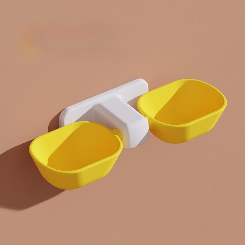 

1 шт. настенная миска для кошек, миска для кормления домашних животных, двойные миски, подвесная миска для кошек и собак, регулируемая по высоте миска для еды для домашних животных жёлтый