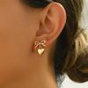Charming Vintage Bow Heart Dangle Earrings, Elegant Style for Women, Perfect for Daily Commute Vacation Wear