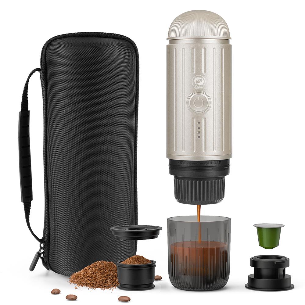 Tragbare Espresso-Kaffeemaschine Elektrische Kaffeemaschine 19 Bar Automatische Erwärmung passend für Nespresso Kapseln Pads Gemahlener Kaffee