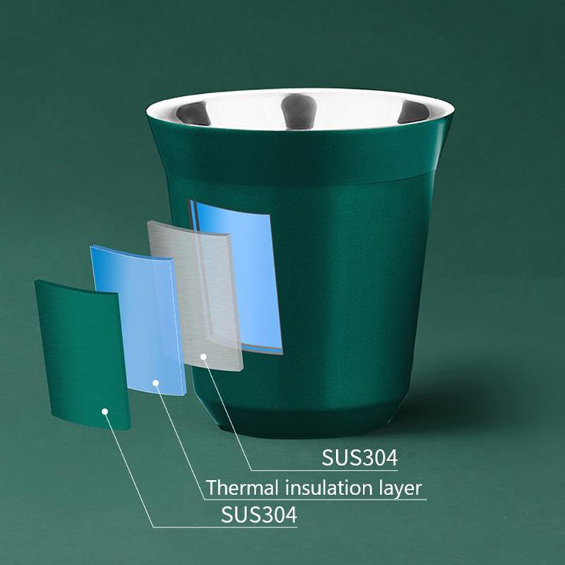 80ml/160ml Coffee Cup 304 Stainless Steel Capsule Coffee Cup Double-layer Heat Insulation Portable Cup Tea Cup Beer Milk Cup Set