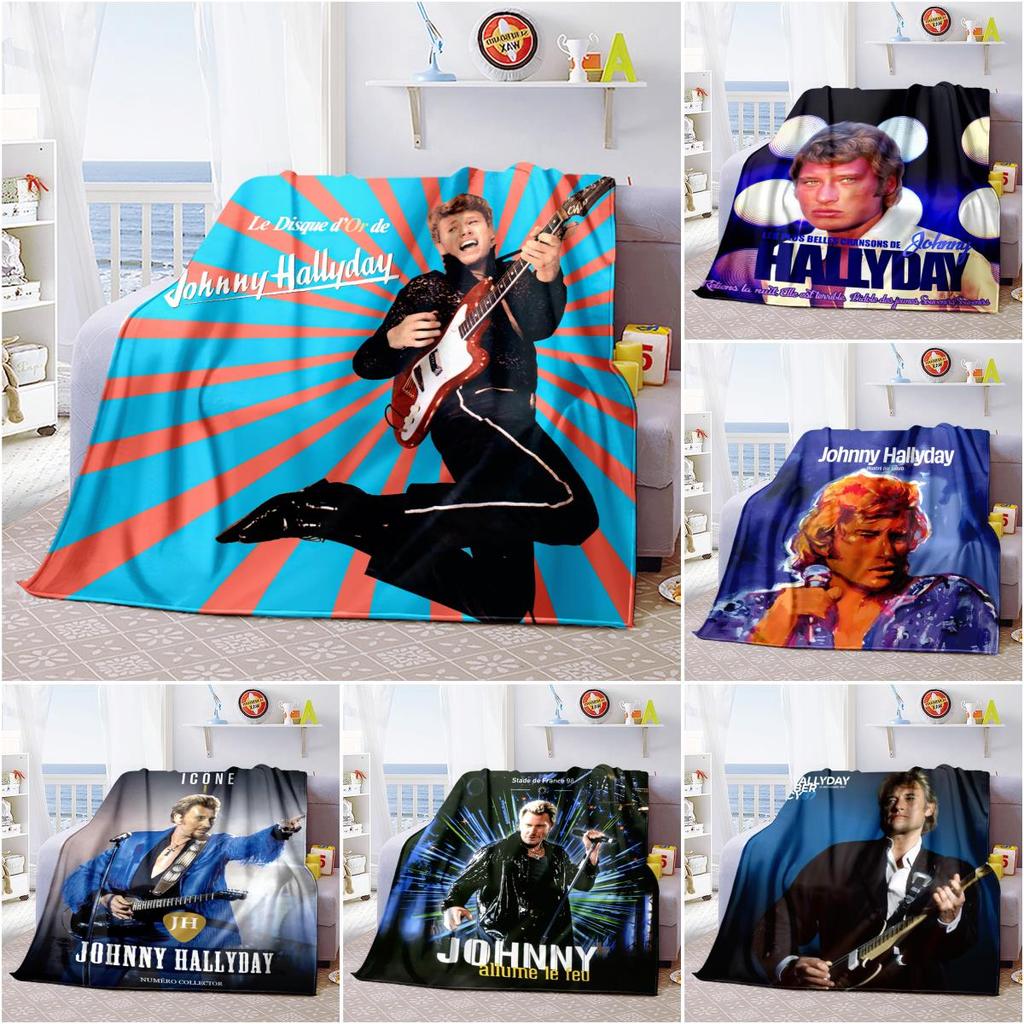 1pc Johnny Halliday the King of French Rock blanket, al season lightweigh Poster blanket home office outdoor nap multifunc Poster blanketional blanket