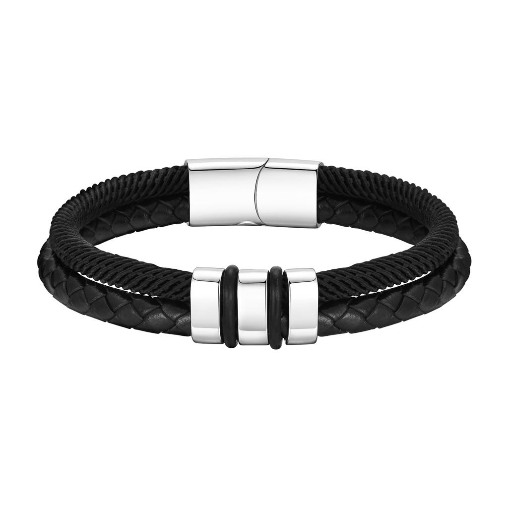 Vnox Free Personalized Family Names Bracelets Gift for Men Dad Grandpa,3-5 Stainless Steel Beads Bracelets, Love Christmas Gift