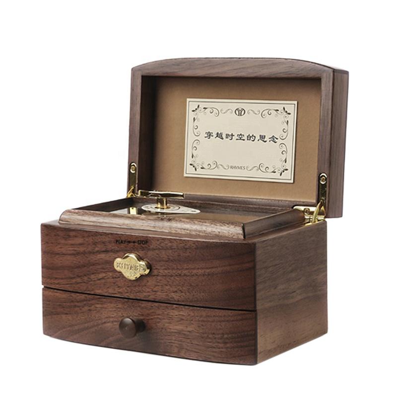 Professional RHYMES 30-tone Double Layer Wooden Music Box Custom Engraving High-end Pop Melody Music