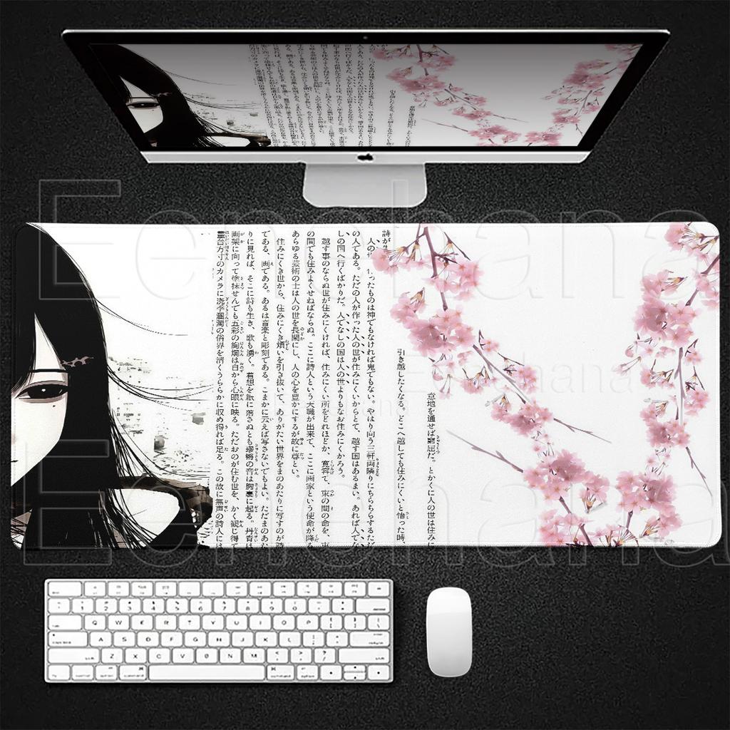 Černobílý Anděl Podložka pod myš Velká Herní PC Anime Krásná Dívka Podložka na stůl XXL Kreslený Laptop Klávesnice Herní Příslušenství Kancelářské Nastavení