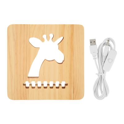 Drewniana lampa nocna 3D Żyrafa Pusta lampa Dom Sypialnia Biuro Dekoracja dla dzieci Przyjaciele Rodzina