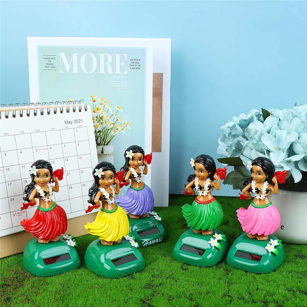 Solar Hawaiian Dance Figure Car Dashboard Toy Lovely with Solar Panel Shaking Head Doll Dancing Figure Toy for Bedroom