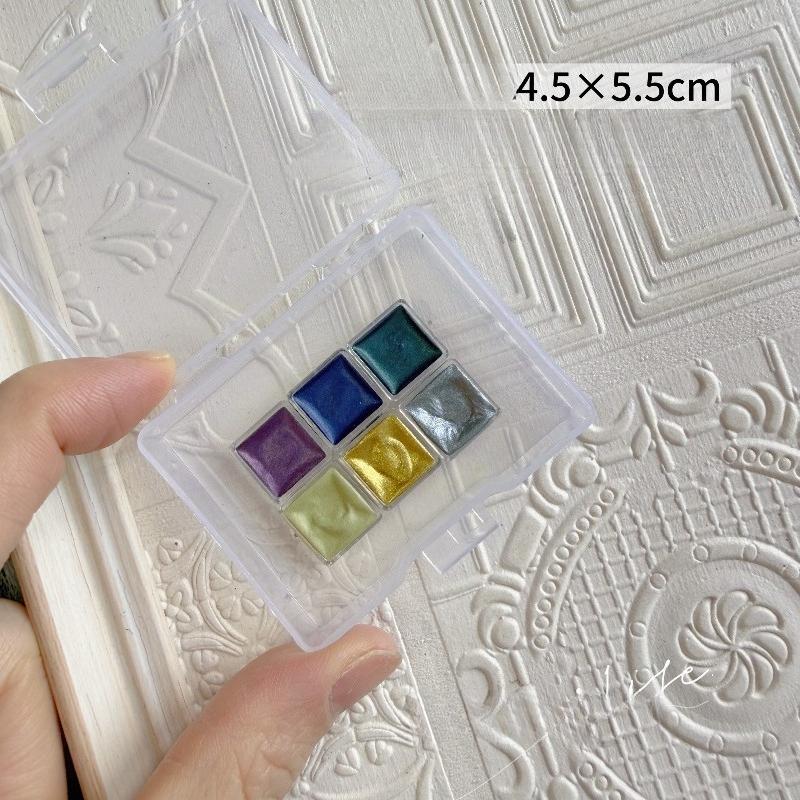 

12colors 1ml Tri-fold Plastic Box Charcoal Powder Pearlescent Solid Watercolor Artist Transparency Color Sketch Painting Pigment (as the picture,single box)