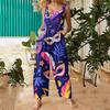 Womens Casual Overalls Jumpsuits Adjustable Straps Sleeveless Carnival Print Comfy Rompers With Pocket