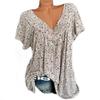 Women's T-Shirts Short Sleeve Loose Tops Floral V Neck Summer Tshirt Comfortable Tees for Female