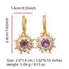 1 Pair Luxury Purple Flowers Dangle Earrings for Women Zirconia Earring Jewelry Wedding Party Accessories
