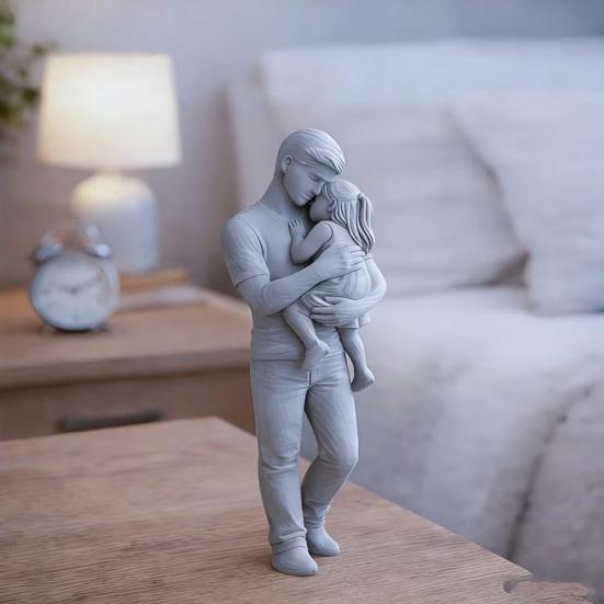 Father And Daughter Figurine 3D Printed Dad Holding Kid Statue Father's Day Birthday Gifts from Daughter