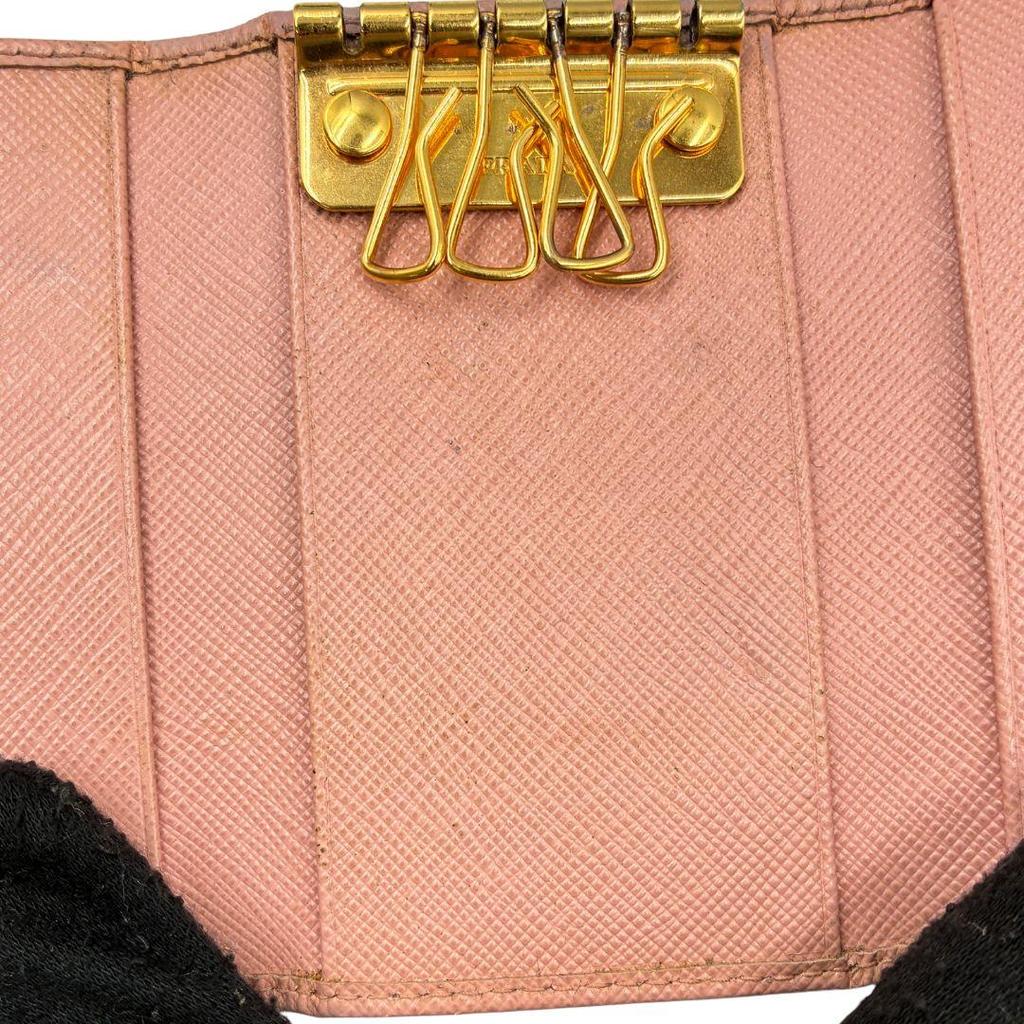 Used PRADA Prada 6-ring Key Case Ribbon Saffiano Pink