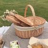 Large Handwoven Wicker Rattan Bamboo Storage Baskets With Lid Portable Picnic Outdoor Shopping Market Tote Ganizer