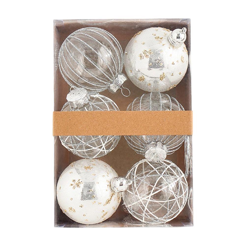 1Set Christmas Ball Ornaments 8cm Glitter Transparent Christmas Baubles For Xmas Tree Hanging Decoration New Year Gifts