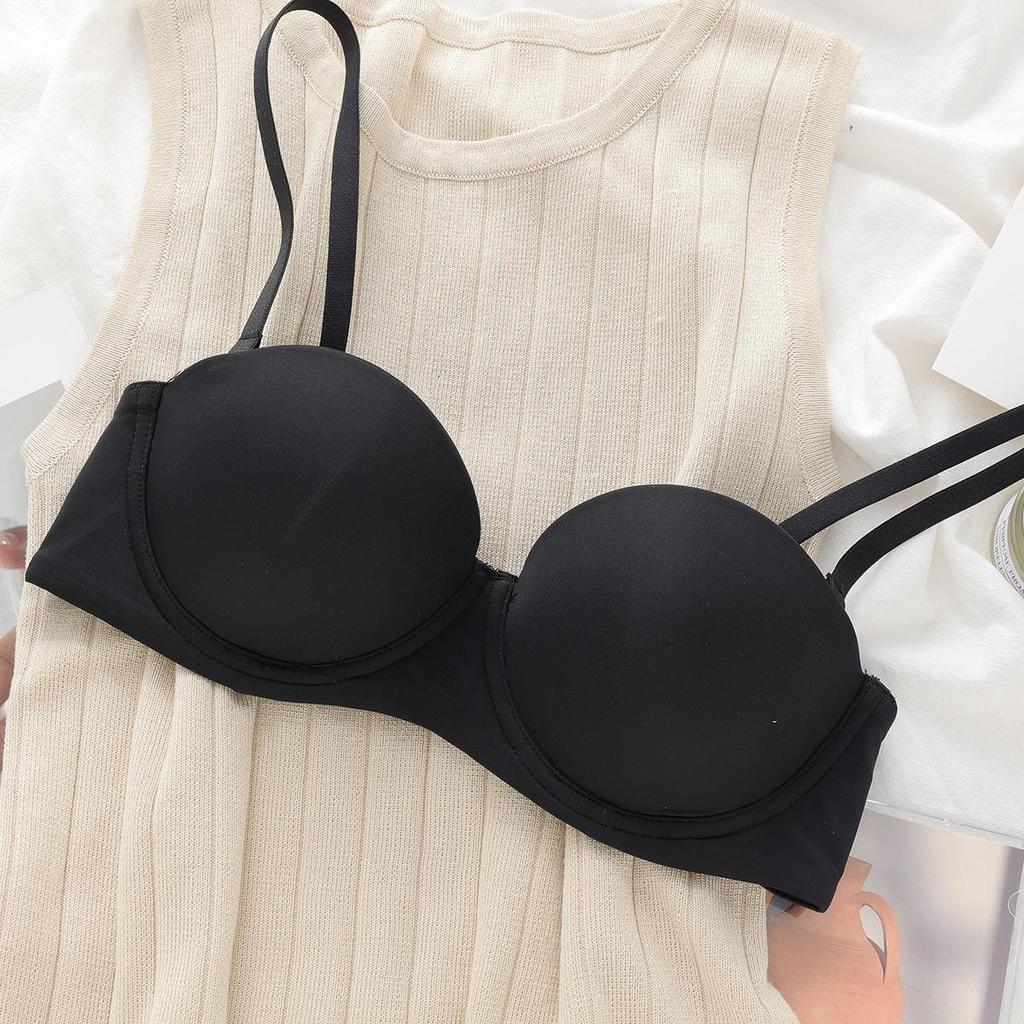 Damen trägerloser BH: Sexy, Glatt, Verstellbar, Weicher Bügel, Halbschalen-Design für kleine Brust.