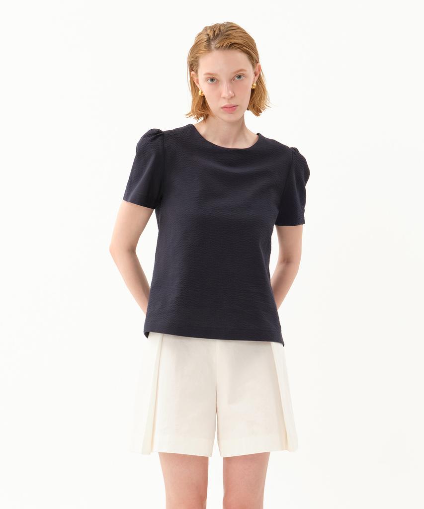 JUN BY JUN K Seersucker Blouse_Navy
