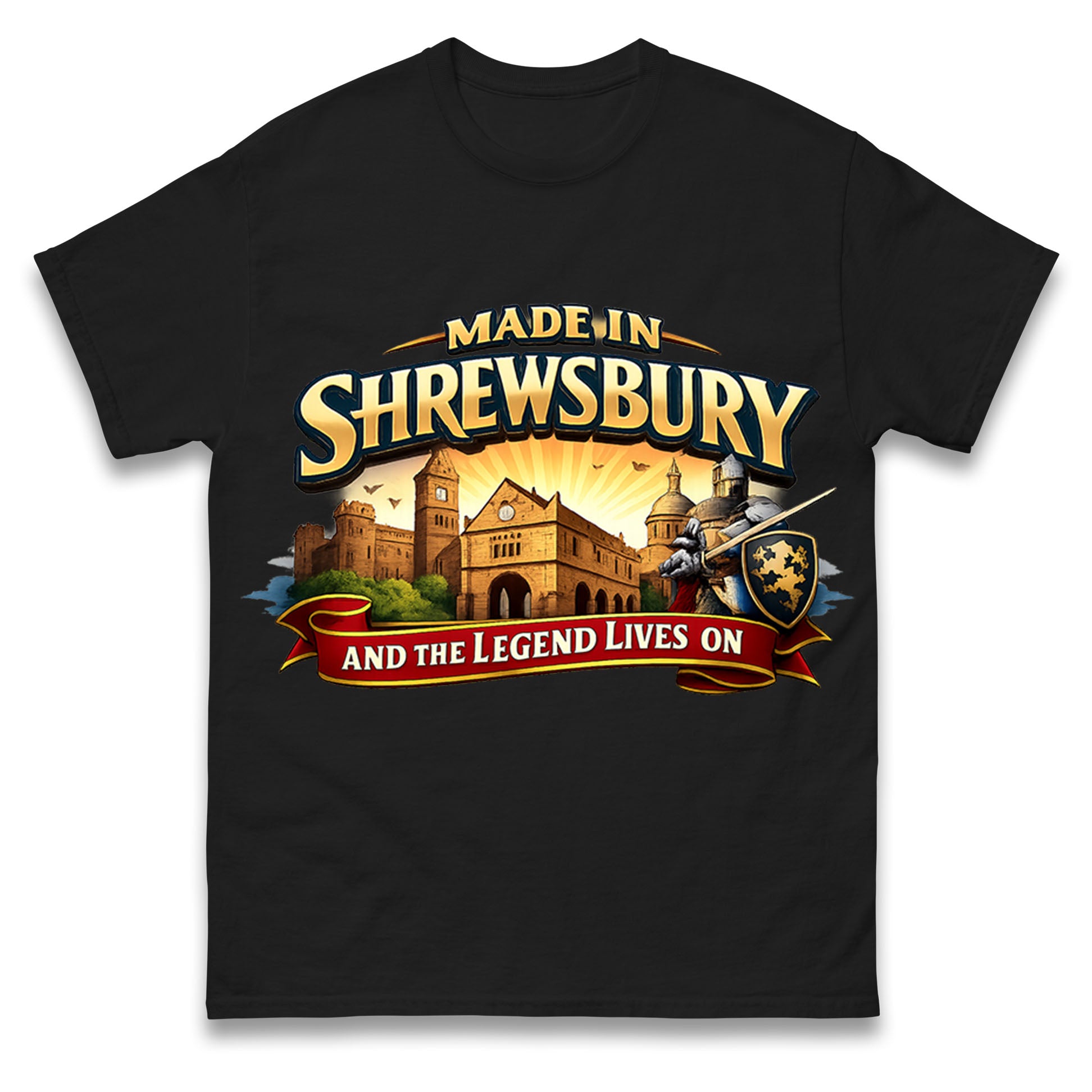 Made in Shrewsbury and The Legend Lives On T Shirt Tshirt Mens Womens Unisex Tops Tees XL