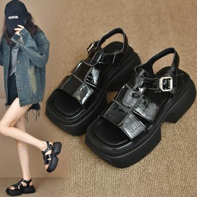 2024 Platforma Dámské Sandály Boty Baleríny Léto Nové 2024 Ležérní Čtvercová Špička Designérské Slingback Otevřená Špička Vysoké Podpatky Zapatos Mujer Lodičky