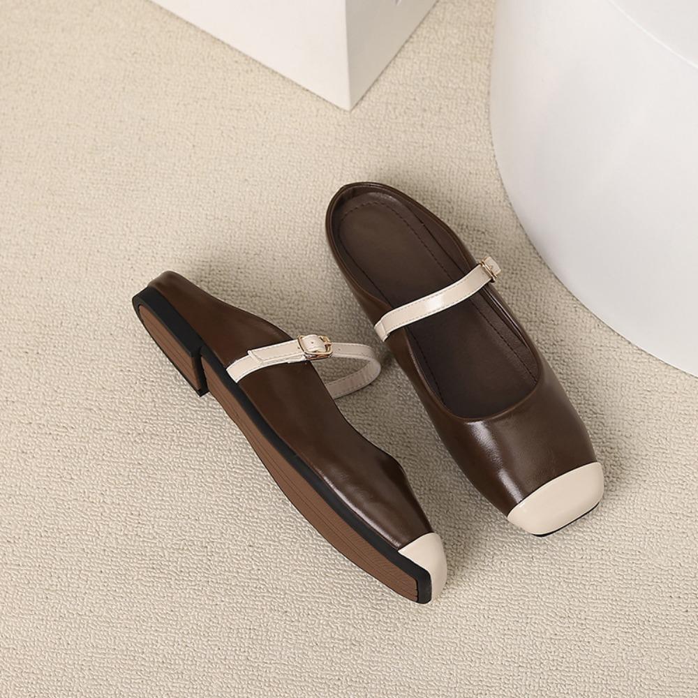 Damen Flache Hausschuhe Sommer Draußen Baotou Halbschuhe Damenschuhe Mode Frühling/Sommer Französische Flache Schuhe Damen Sandalen