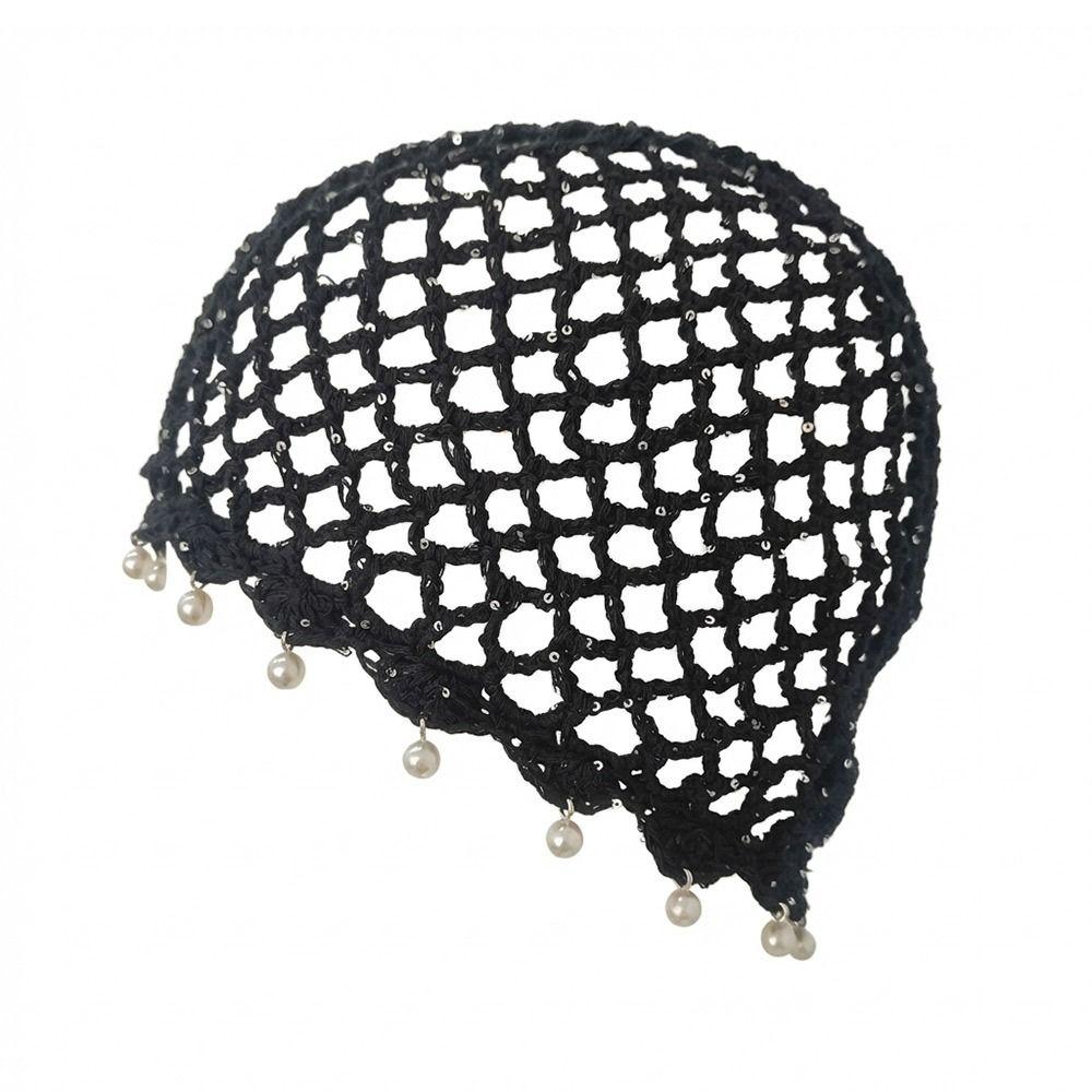 Crochet Woven Pullover Hats Hollowed Out Beret Cap Casual Knitted Hat Travel