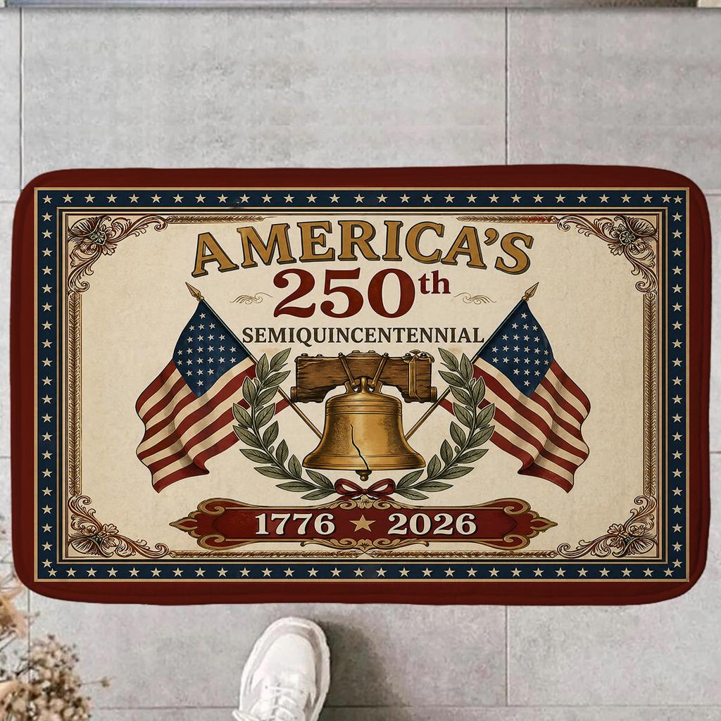 America 250th Anniversary Doormat Liberty Bell Patriotic Entrance Rug 1776- Non-Slip Welcome Floor Mat