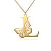 Dainty Big Butterfly Letters Necklaces For Women Girl Jewelry Stainless Steel Chain Initial Pendant Necklace Best Accessories