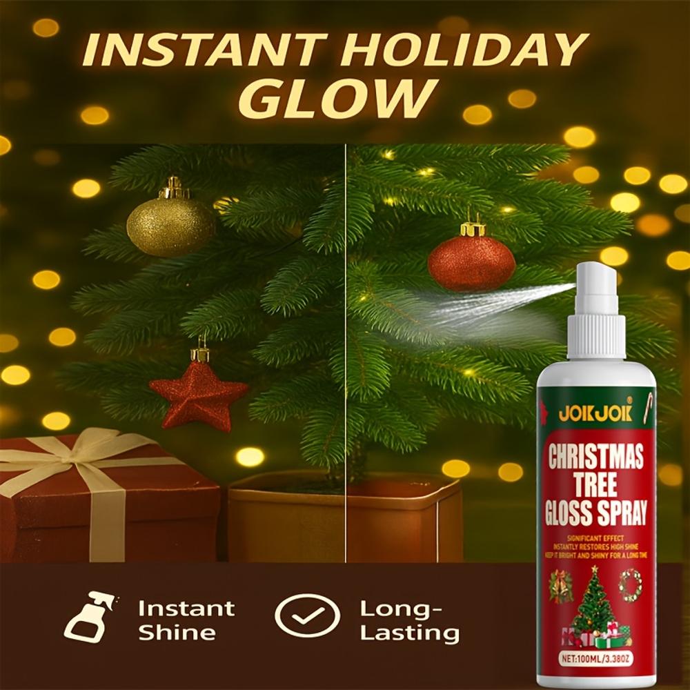 JOKJOK Instant Glow Christmas Tree Shine Spray - Long-Lasting Glossing Spray for Ornaments, Plastic-Based Formula, One Spray & G
