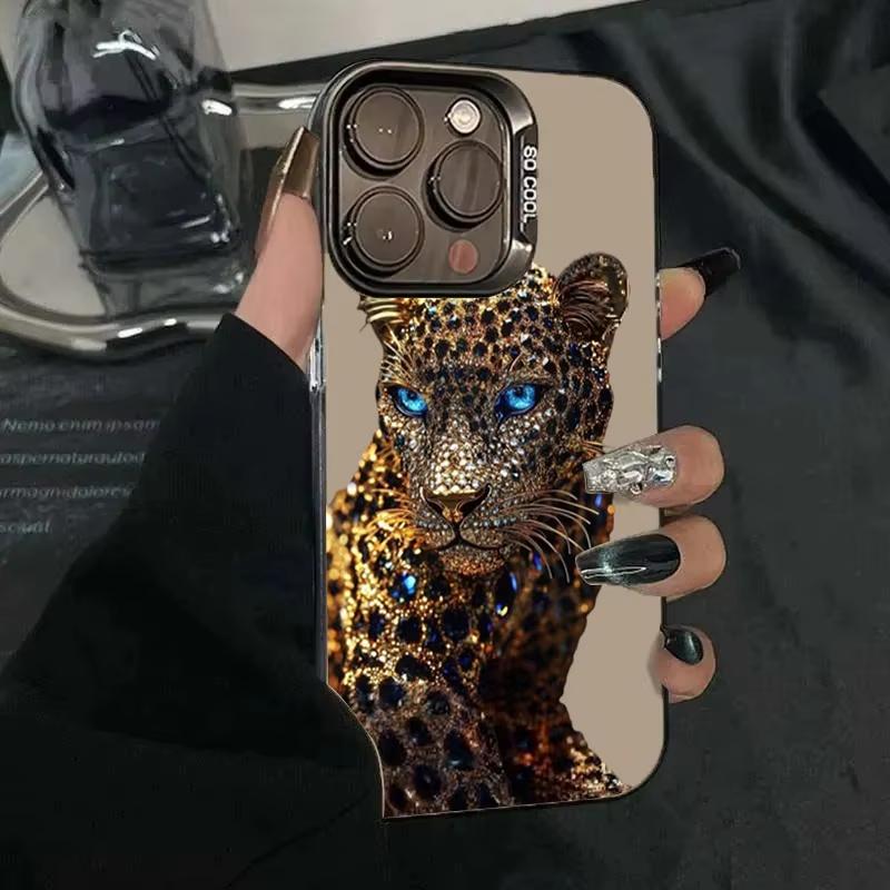 Gold And Slivery Leopard Print Phone Case For IPhone 17 Air 16 E 15 14 Plus 13 12 11 Pro Max Case Shockproof Silicone Back Cover