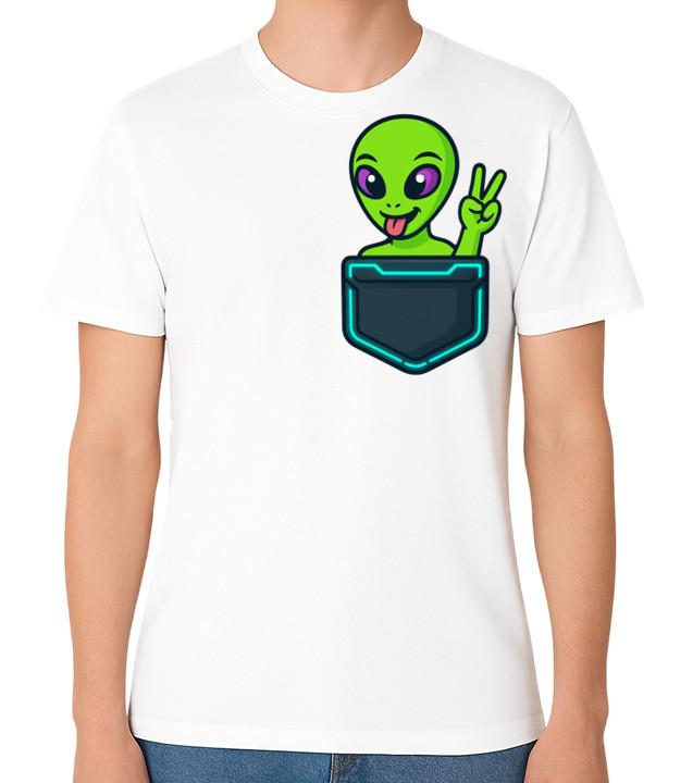 

Cute Alien Pocket T-Shirt Funny UFO Sci-Fi Graphic Tee Unisex Gift 5XL різнокольоровий