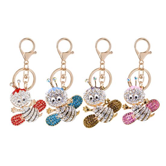 Sparkling Rhinestone Bee Keychain Cute Animal Key Ring Bag Charm with Lobster Clasp for Handbag Purse Wallet