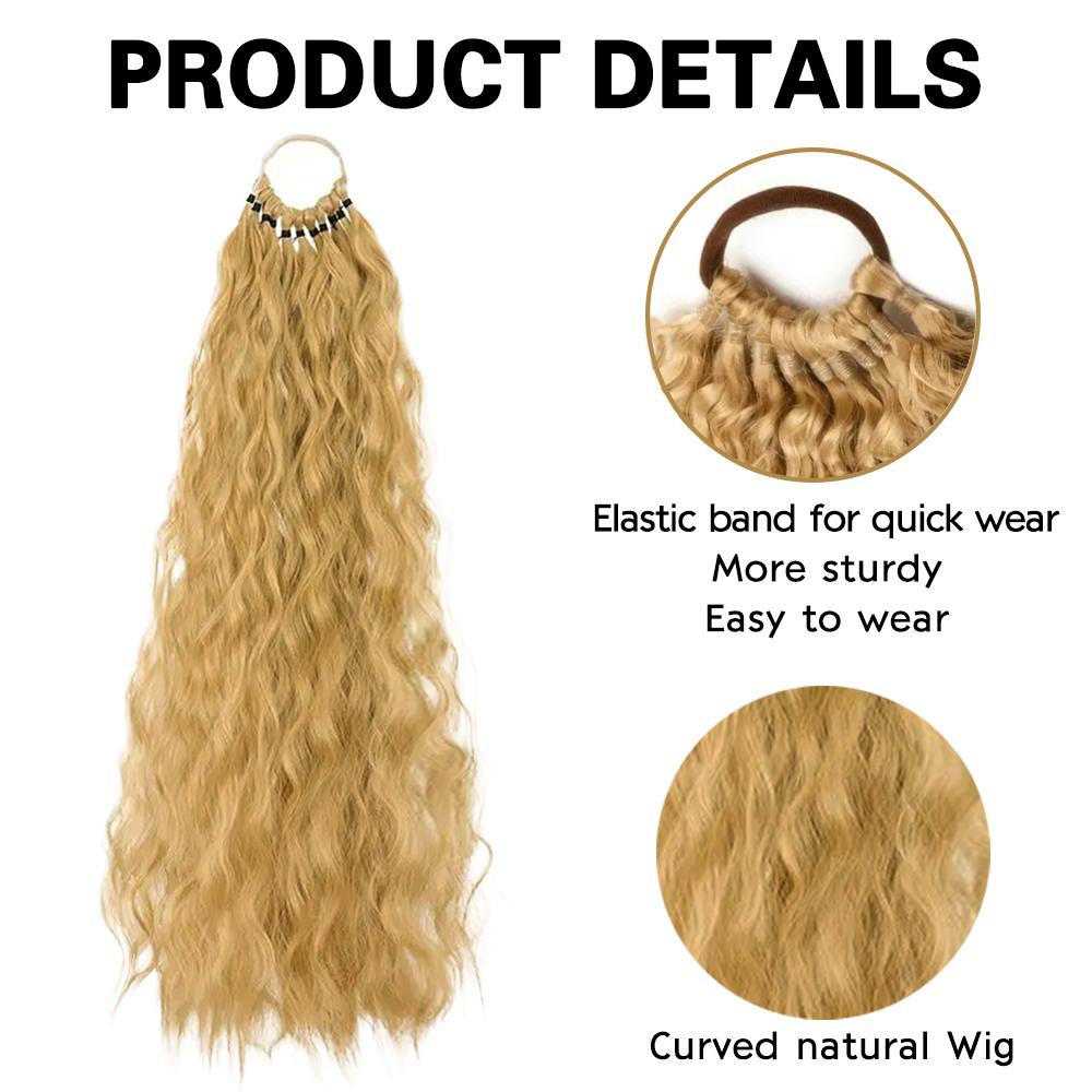 MERISIHAIR Synthetic Long Curly With Elastic Band Ponytail Extension Wrap Around Heat Resistant Pony Tail For Women Daily Wear