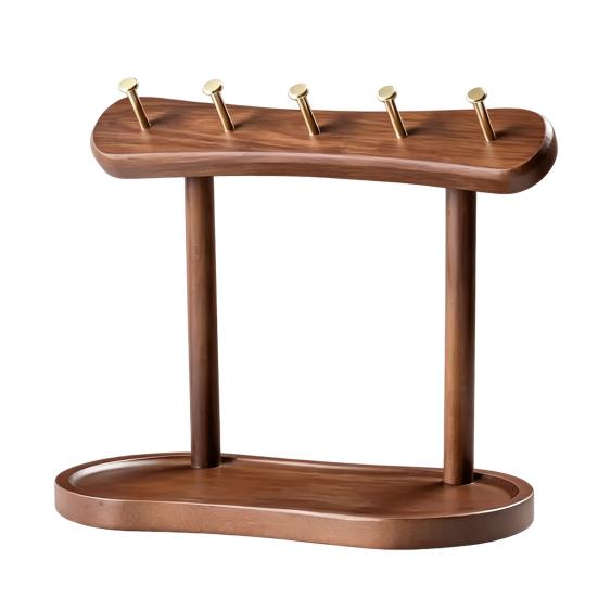 Wooden Key Rack, with Concave Tray Prevents Rolling Design, Moisture-Proof Wax Oil Finish Organizer, for Entryway Bedrooms Living Rooms