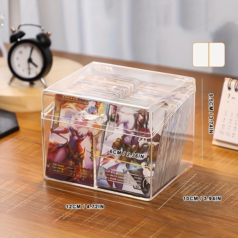 2pcs Acrylic Trading Card Organizer Boxes 12x10cm Clear Plastic Storage for Anime Pins Collectibles Desk Accessories Card Boxes