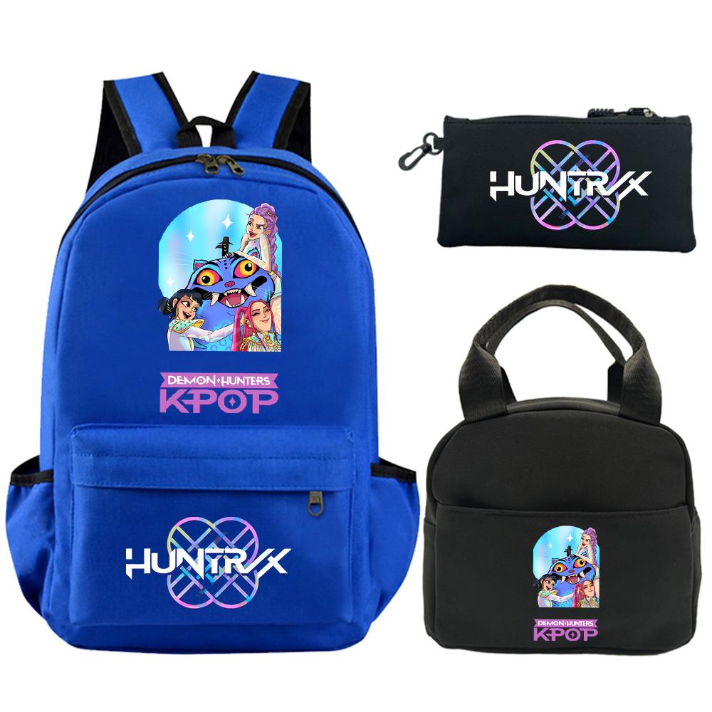 3Pcs/set Anime Demon Hunters Printed Backpack with Shoulder Bag Pencil Case for Student Boy Girl Schoolbag Large Capacity Waterproof Bookbag