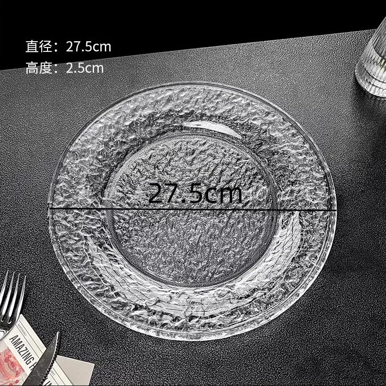 Transparent Glass Plate Dessert Plates Dining Plate Butter Dish Display Tray Dim Sum Dish Cake Plates Fruit Dish Salad Bowl