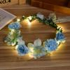 1PC Flower Headband Led Lights Hair Hoop Double-Sided Silk Floral Crown for Women Hair Headband Glowing Garland Light Up