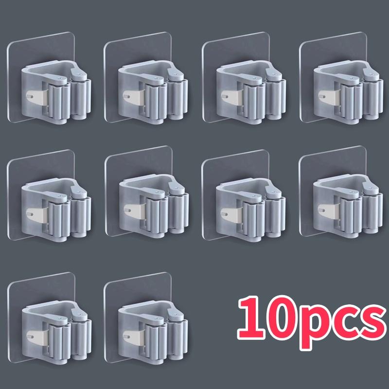 Self-adhesive Mop Holder Broom Stand Wall Mounted Mop Support Sweeping Brush Hook Storage Organizer Bathroom Kitchen Accessories