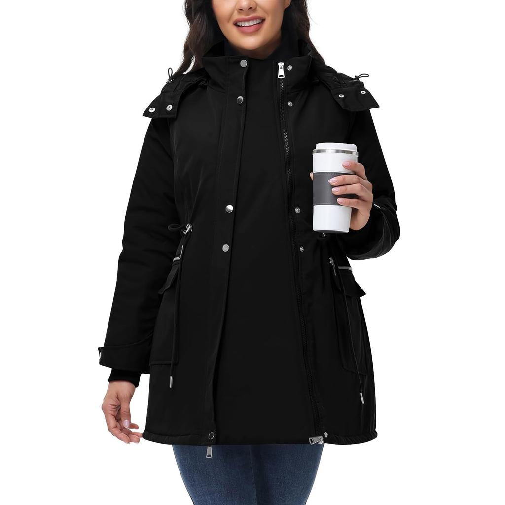 Wintermantel Verdickt Damen Reißverschluss Hoodie mit Tasche