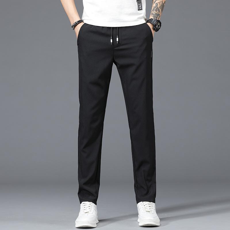 Autumn And Winter New Style With Plush Thickening/Regular Men'S Sports Elastic Waist Casual Pants Straight Leg Small Leg Pants Warm Elastic Slim