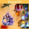 Cute Purple Mermaid Pattern Acrylic Pendant For Holiday Christmas Tree Ornament