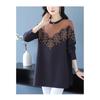 Middle-aged Elderly Mother's Wear Diamond Sweater Women's Mid-length Bottoming Shirt Loose Embroidered Sweater A-line Skirt