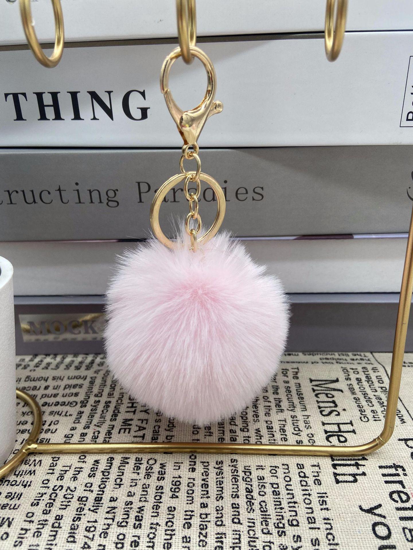 

В наличии 8 см помпон из искусственного кроличьего меха брелок - плюшевый шарик-подвеска для сумок и одежды 8cm + Elastic (without Keychain)