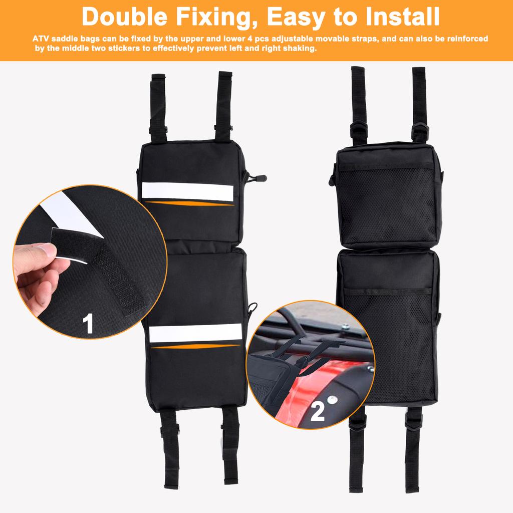 2pcs Atv Fender Bags Tank Saddlebags Rear Luggage Cargo Storage Bag