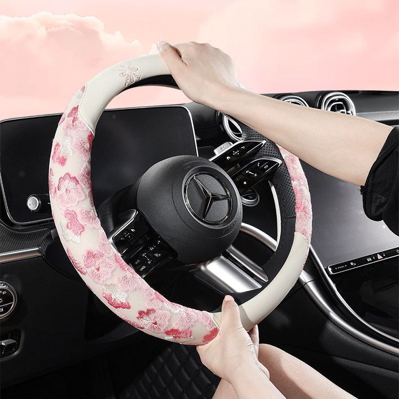 New Lace Floral Design Peugeot 307 207 301 308 408 Logo Car Steering Wheel Cover Universal for Women