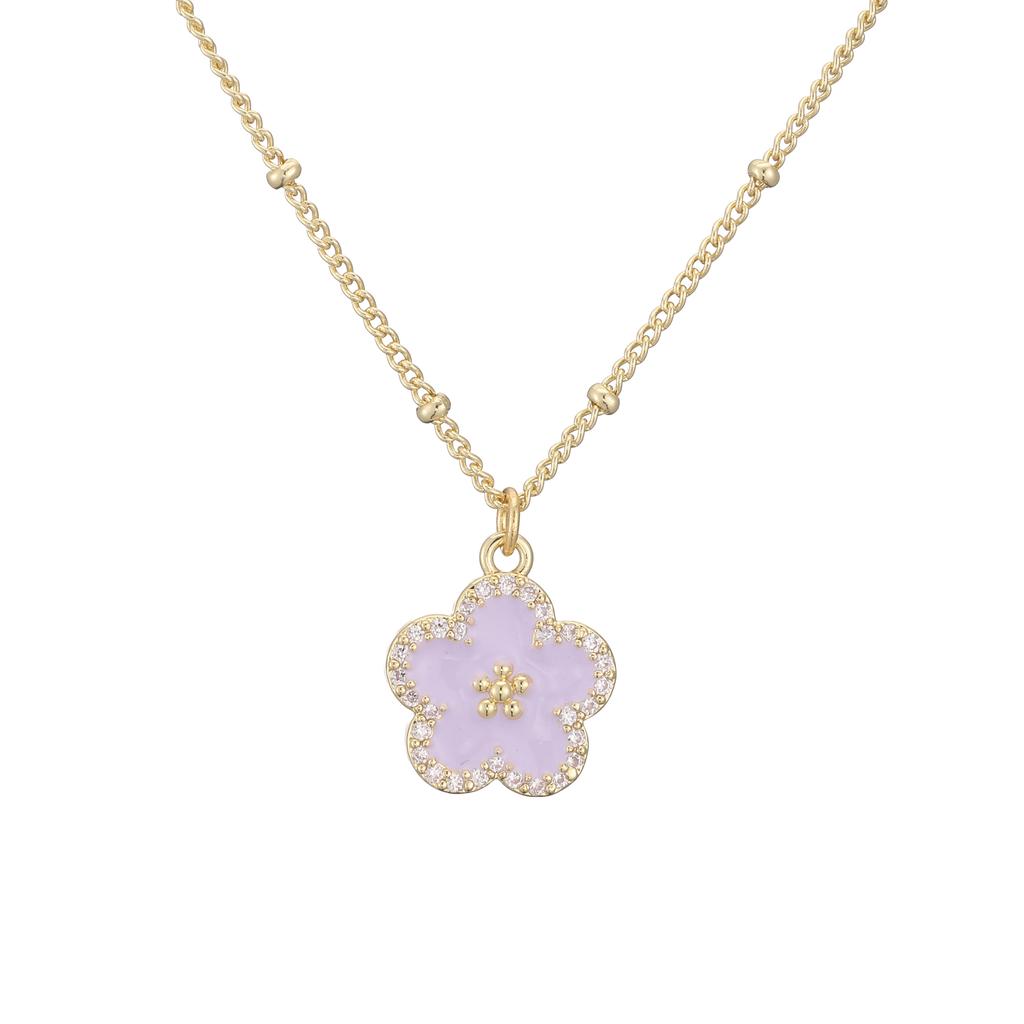 Enamel Dripping Glaze Exquisite Floral Zircon Jewellery Earrings/Necklace Women's Charm Amulet Good Fortune Accessories